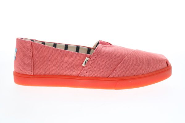 Toms Classic 10013489 Womens Pink Canvas Slip On Loafer Flats Shoes For Cheap