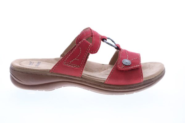 Earth Origins Stella Suzanne Womens Red Leather Strap Slingback Sandals Shoes Cheap