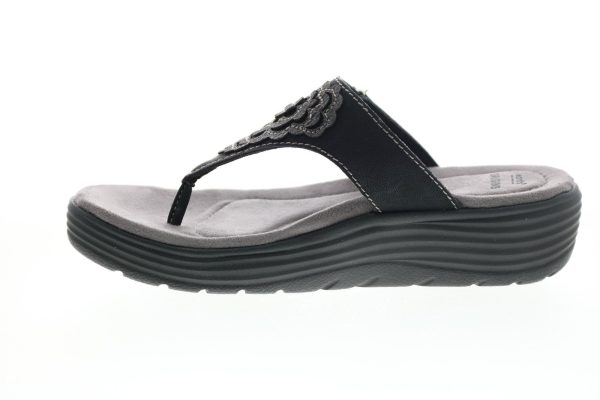 Earth Origins Willow Glenda Womens Black Synthetic Flip-Flops Sandals Shoes For Sale - Image 5