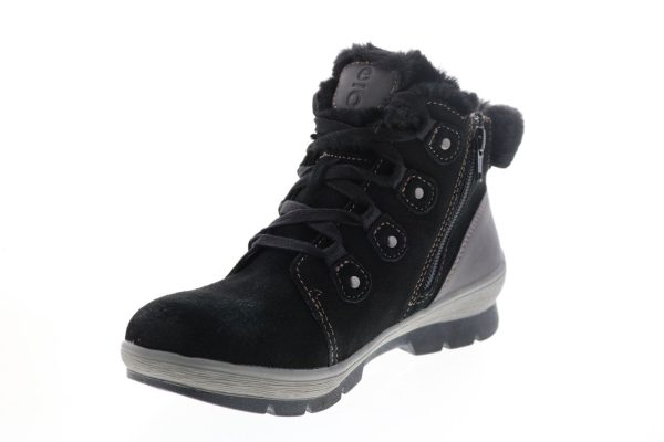 Earth Origins Sherpa Scarlett Womens Black Suede Lace Up Ankle & Booties Boots on Sale - Image 4
