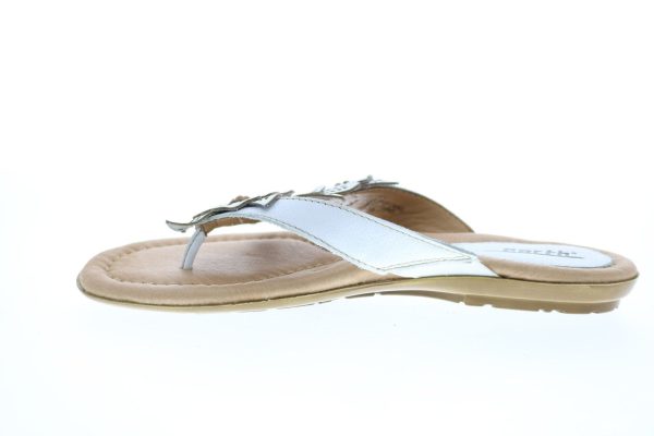 Earth Breeze Leather Womens White Leather Flip-Flops Sandals Shoes Online now - Image 5