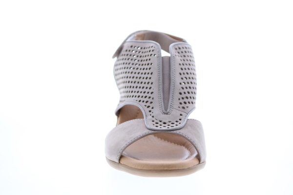 Earth Dalia Soft Buck Womens Gray Leather Strap Wedges Heels Shoes Online Hot Sale - Image 3