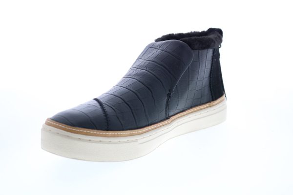 Toms Paxton 10014895 Womens Black Leather Slip On Lifestyle Sneakers Shoes on Sale - Image 4