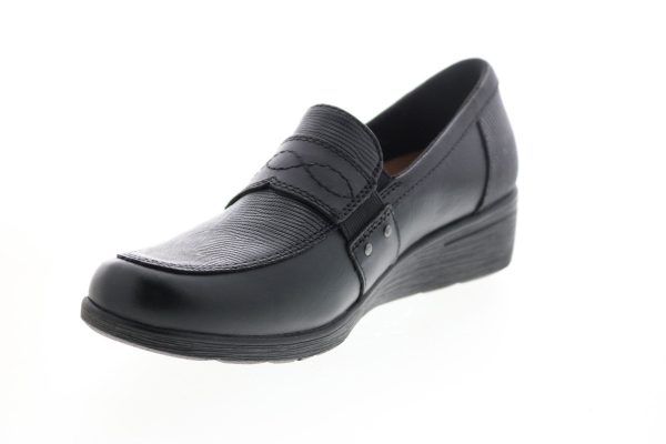 Earth Origins Jane Zella Womens Black Leather Slip On Loafer Flats Shoes Online now - Image 4