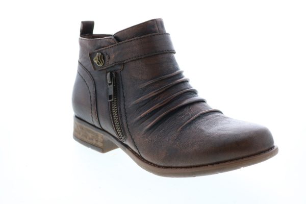 Earth Brook Brush Off Womens Brown Leather Zipper Ankle & Booties Boots Supply - Image 2