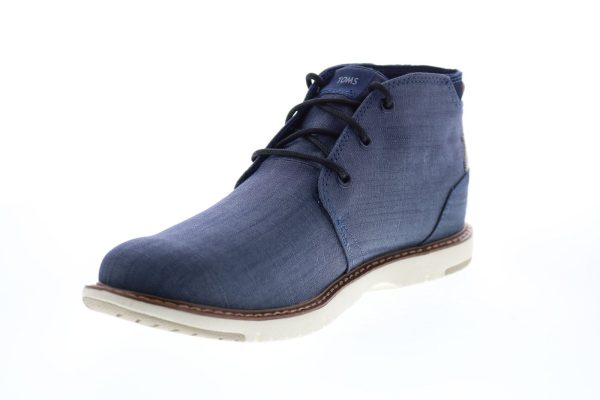 Toms Navi 10014371 Mens Blue Canvas Lace Up Chukkas Boots Online now - Image 4