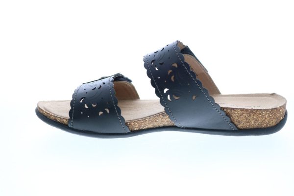 Earth Origins Tessa Womens Black Leather Strap Sandals Shoes on Sale - Image 5