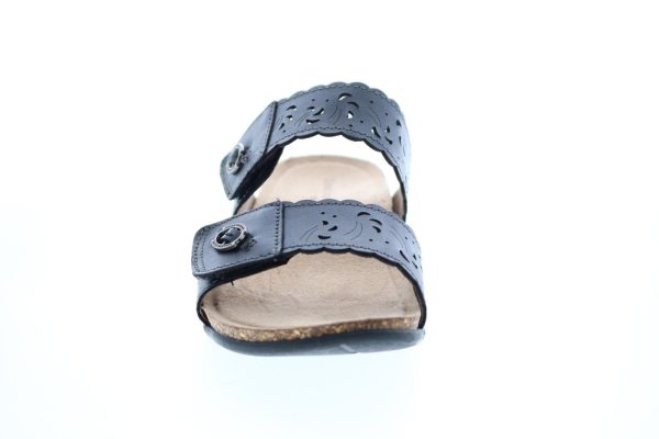 Earth Origins Tessa Womens Black Leather Strap Sandals Shoes on Sale - Image 3