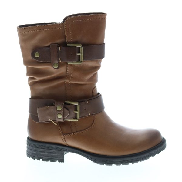 Earth Everwood Boot Womens Brown Leather Zipper Mid Calf Boots Discount