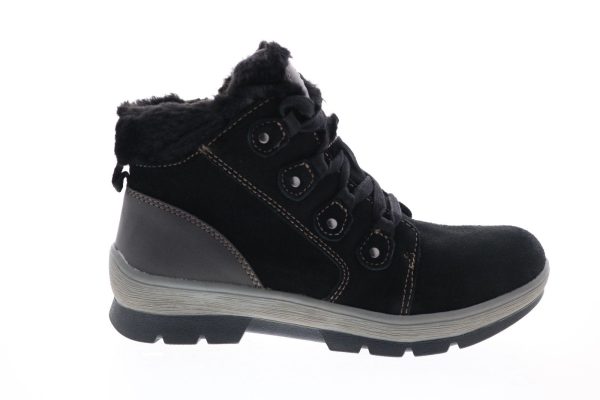 Earth Origins Sherpa Scarlett Womens Black Suede Lace Up Ankle & Booties Boots on Sale