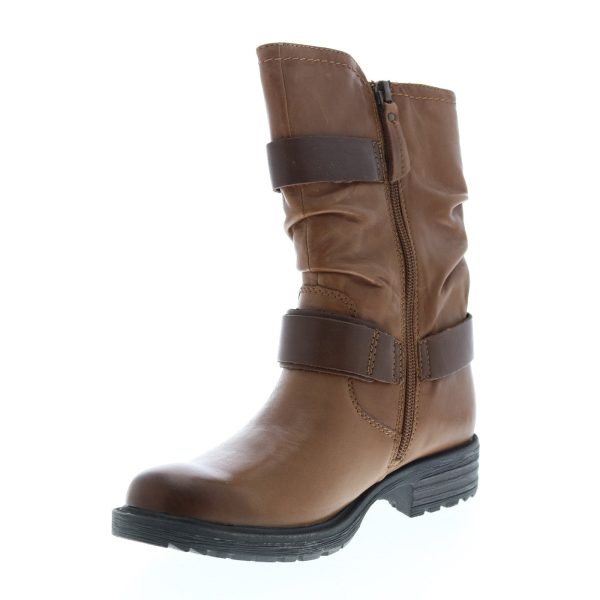 Earth Everwood Boot Womens Brown Leather Zipper Mid Calf Boots Discount - Image 4