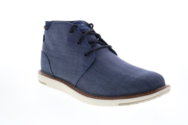 Toms Navi 10014371 Mens Blue Canvas Lace Up Chukkas Boots Online now - Image 2