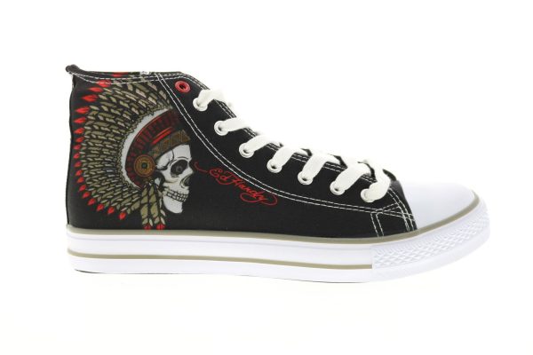 Ed Hardy Skull EH9038H Mens Black Canvas Lace Up Lifestyle Sneakers Shoes on Sale