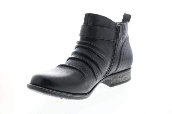 Earth Brook Brush Off Womens Black Leather Zipper Ankle & Booties Boots Online - Image 4