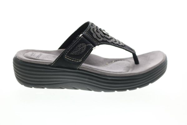 Earth Origins Willow Glenda Womens Black Synthetic Flip-Flops Sandals Shoes For Sale