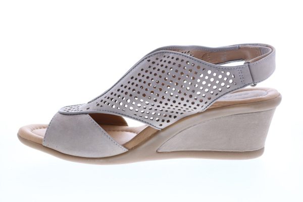 Earth Dalia Soft Buck Womens Gray Leather Strap Wedges Heels Shoes Online Hot Sale - Image 5