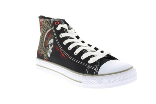 Ed Hardy Skull EH9038H Mens Black Canvas Lace Up Lifestyle Sneakers Shoes on Sale - Image 2