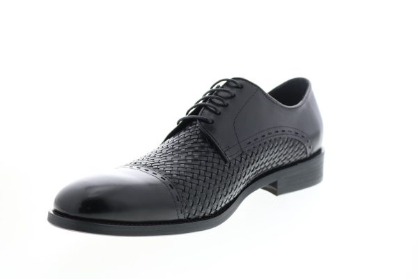 Carrucci KS500-11 Mens Black Leather Cap Toe Oxfords & Lace Ups Shoes Cheap - Image 4