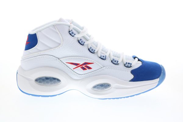 Reebok Question Mid FV7563 Mens White Leather Basketball Athletic Shoes For Discount