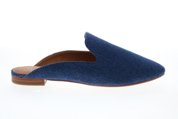 Frye Gwen Slide 71004 Womens Blue Canvas Slip On Mule Flats Shoes Fashion