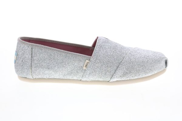 Toms Classic 10012984 Womens Silver Synthetic Lace Up Loafer Flats Shoes For Sale