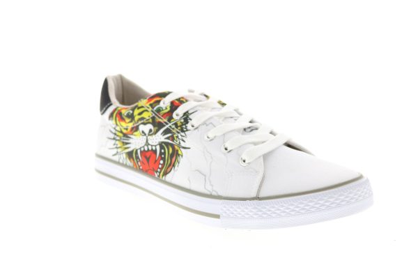 Ed Hardy Fang EH9032L Mens White Canvas Lace Up Lifestyle Sneakers Shoes Online Hot Sale - Image 2