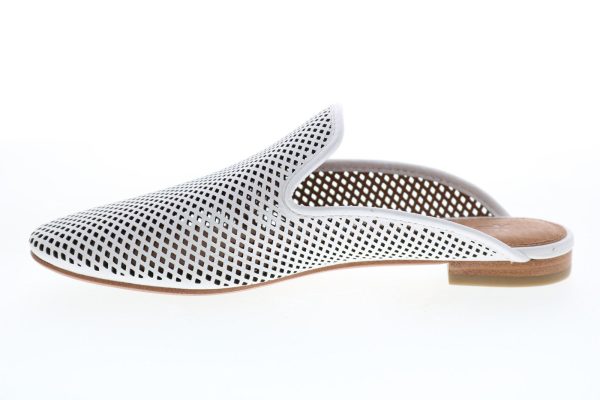 Frye Gwen Perf Slide 71001 Womens White Leather Slip On Mule Flats Shoes For Cheap - Image 5