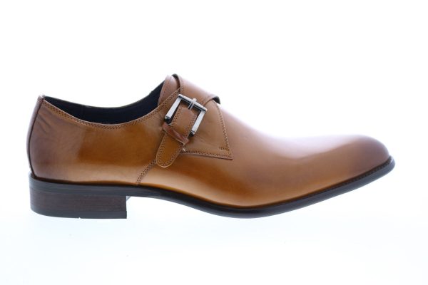 Carrucci KS479-607 Mens Brown Leather Monk Strap Oxfords & Lace Ups Shoes Online Hot Sale