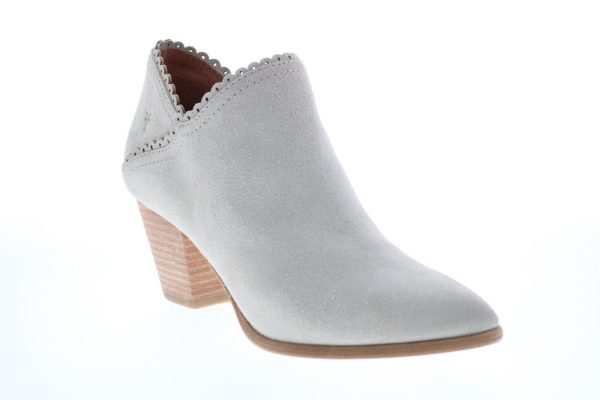 Frye Reed Scallop Shootie 71567 Womens White Suede Ankle & Booties Boots Online - Image 2