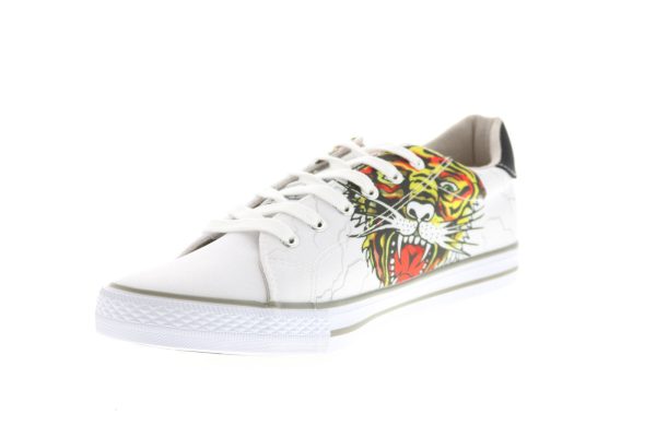 Ed Hardy Fang EH9032L Mens White Canvas Lace Up Lifestyle Sneakers Shoes Online Hot Sale - Image 4