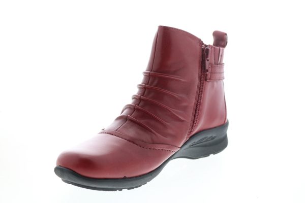 Earth Alta Side Zip Womens Red Leather Zipper Ankle & Booties Boots Discount - Image 4