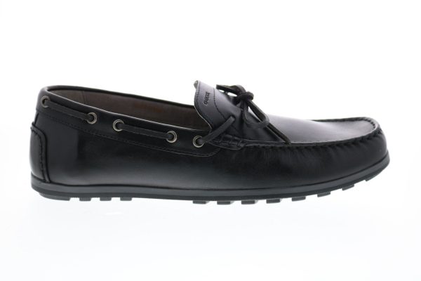 Geox U Mirvin B Mens Black Leather Loafers & Slip Ons Moccasin Shoes Online now