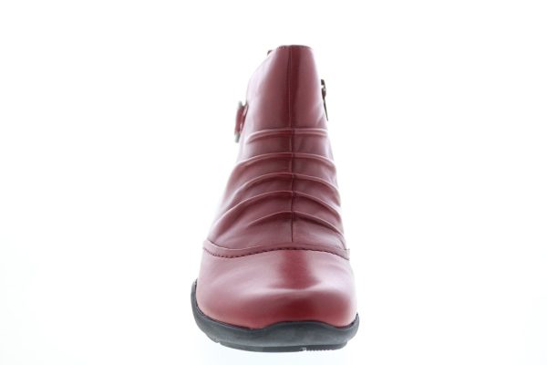 Earth Alta Side Zip Womens Red Leather Zipper Ankle & Booties Boots Discount - Image 3