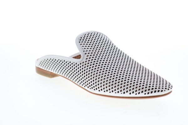 Frye Gwen Perf Slide 71001 Womens White Leather Slip On Mule Flats Shoes For Cheap - Image 2