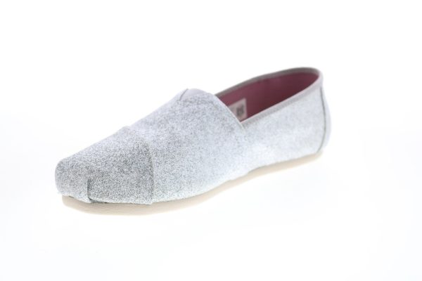Toms Classic 10012984 Womens Silver Synthetic Lace Up Loafer Flats Shoes For Sale - Image 4