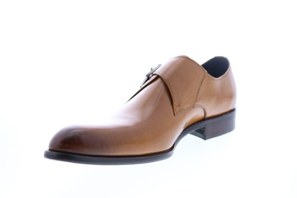 Carrucci KS479-607 Mens Brown Leather Monk Strap Oxfords & Lace Ups Shoes Online Hot Sale - Image 4