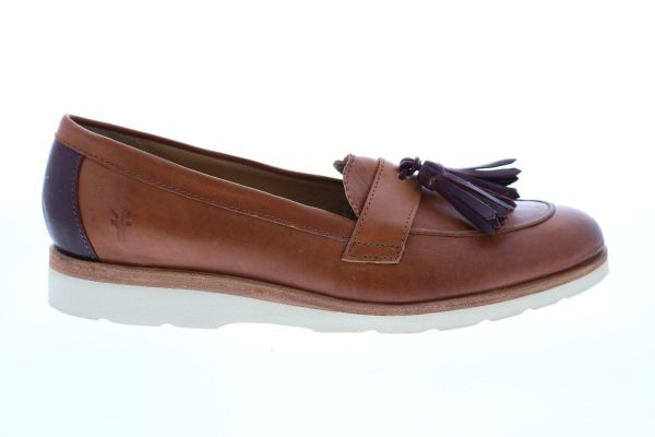 Frye Jade Tasseled Loafer 74572 Womens Brown Leather Slip On Flats Shoes Online now