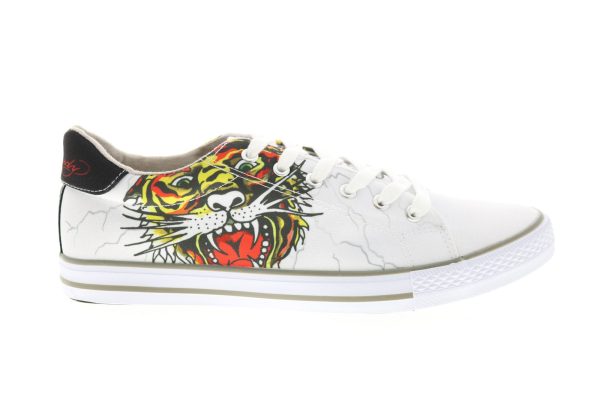 Ed Hardy Fang EH9032L Mens White Canvas Lace Up Lifestyle Sneakers Shoes Online Hot Sale