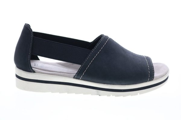 Earth Origins Carley Connie Womens Black Leather Strap Flats Shoes Discount
