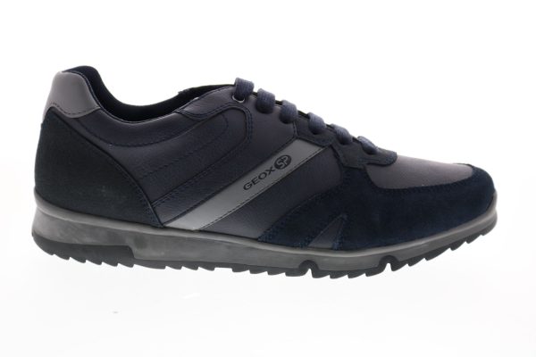 Geox U Wilmer B Mens Blue Leather Lace Up Euro Sneakers Shoes Discount