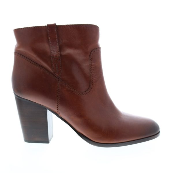 Frye Myra Bootie 74670 Womens Brown Leather Slip On Ankle & Booties Boots Cheap