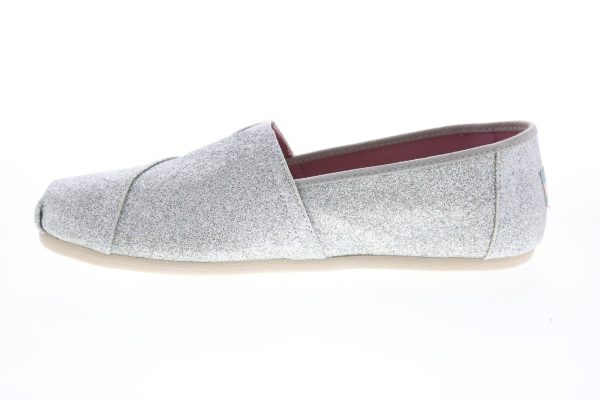 Toms Classic 10012984 Womens Silver Synthetic Lace Up Loafer Flats Shoes For Sale - Image 5