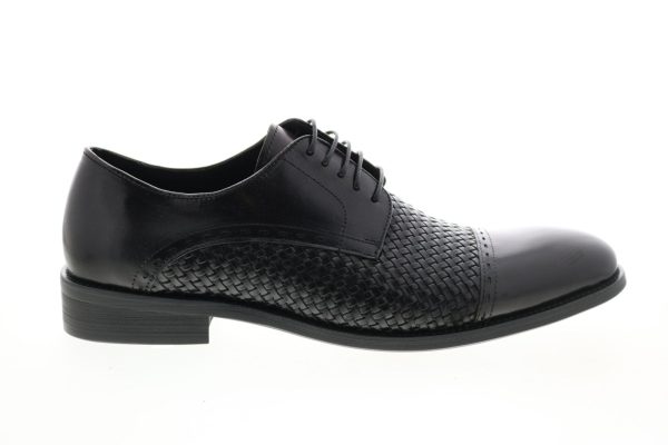 Carrucci KS500-11 Mens Black Leather Cap Toe Oxfords & Lace Ups Shoes Cheap
