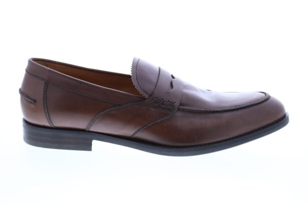 Geox U Hampstead A Mens Brown Leather Loafers & Slip Ons Penny Shoes Online Sale
