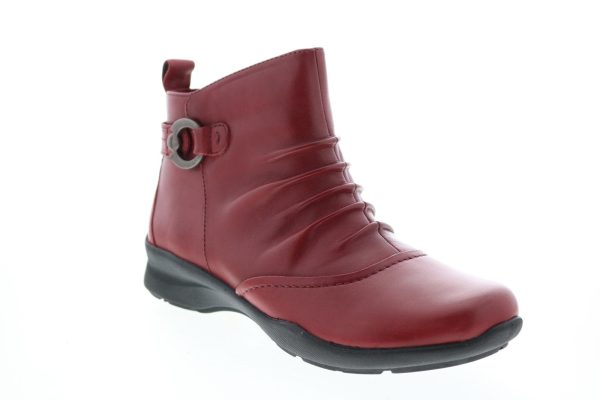 Earth Alta Side Zip Womens Red Leather Zipper Ankle & Booties Boots Discount - Image 2