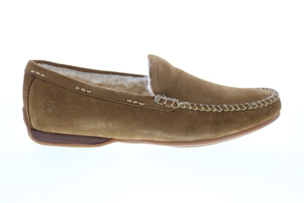 Frye Lewis Shearling Venetian 80902 Mens Brown Suede Slippers Loafer Shoes Hot on Sale