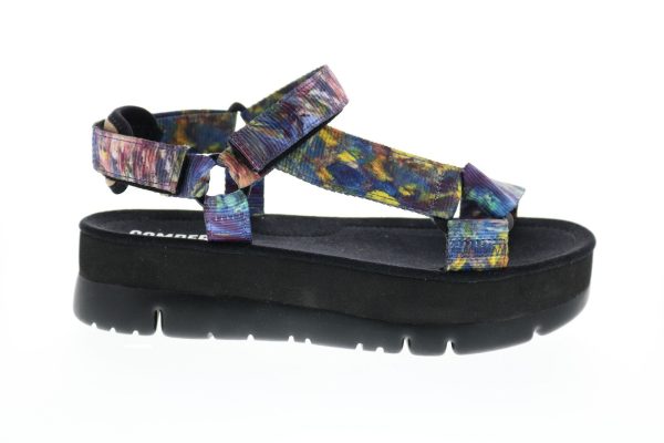 Camper Oruga Up K200851-002 Womens Blue Canvas Strap Slingback Sandals Shoes Hot on Sale