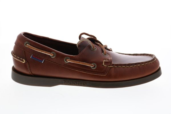 Sebago  Docksides B72743 Mens Brown Leather Lace Up Boat Shoes Loafers Discount