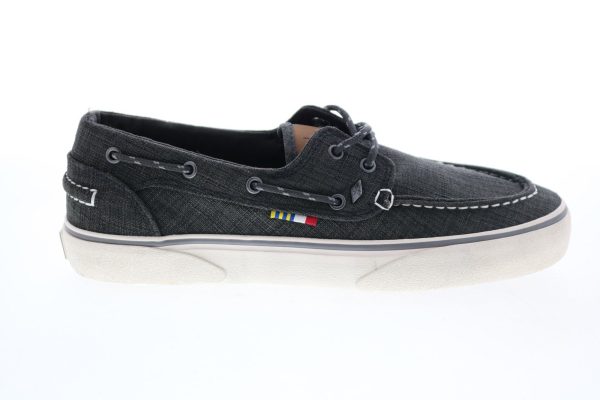 Guy Harvey Gulf Linen GHMGULFT-068 Mens Gray Canvas Loafers & Slip ons Boat Shoes Hot on Sale