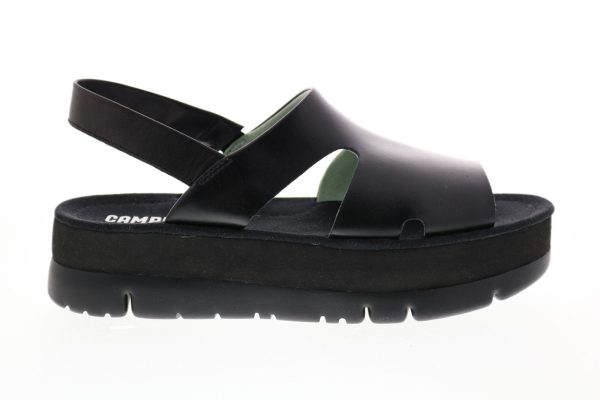 Camper Oruga Up K200848-001 Womens Black Leather Slingback Sandals Shoes Fashion